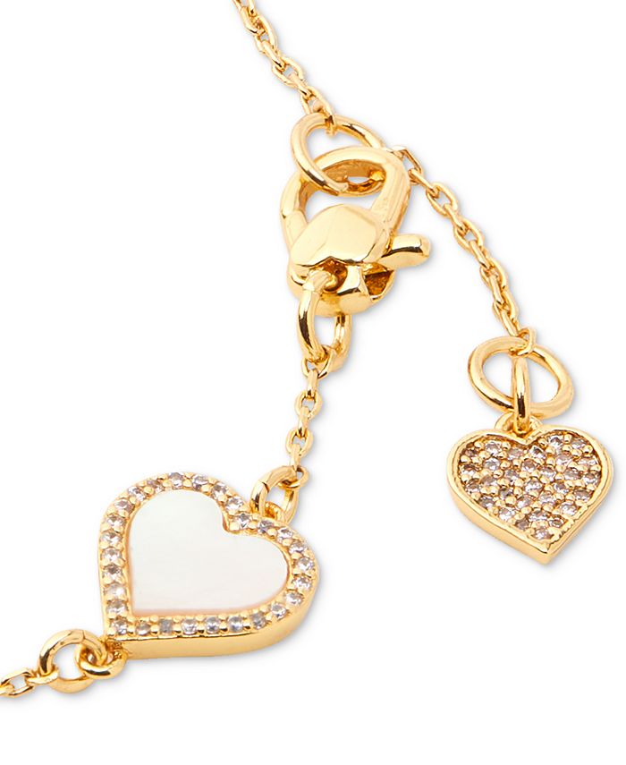 NWT Kate Spade Jewelry Gold tone Wishes Clover lucky Chain Heart Charm  Bracelet