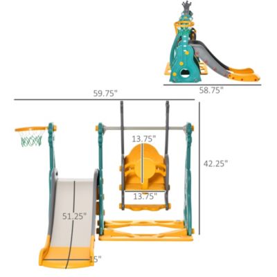 Toddler Swing and Slide Set with Basketball Hoop, Guitar Theme,