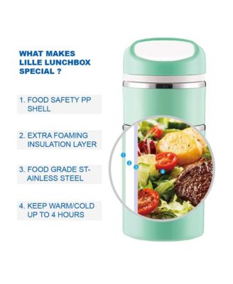 Stackable Compartment Lunch Box With Lunch Bag, Cutlery Set, Green