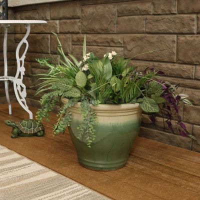 UV- and Frost-Resistant Ceramic Flower Pot Planter with Drainage Holes