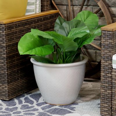 Indoor/Outdoor Ocean Villa Decorative Glazed Ceramic Planter for Greenery or Flowers - 15"