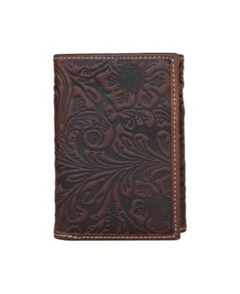 Lucky Brand Men's Western Embossed Leather Trifold Wallet