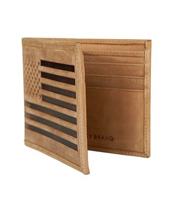 Lucky Brand Men's RFID Bifold Wallet – Genuine Leather With Embossed American Flag Design - View #2