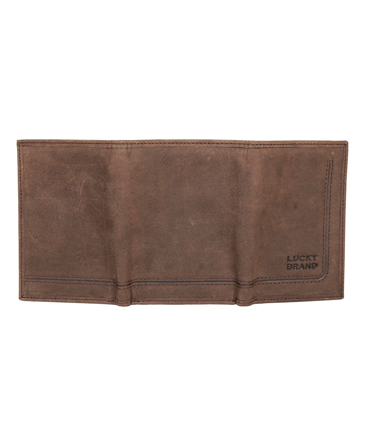 Мужской кошелёк Lucky Brand Grooved Leather Trifold Wallet, цвет: Коричневый — фото 5
