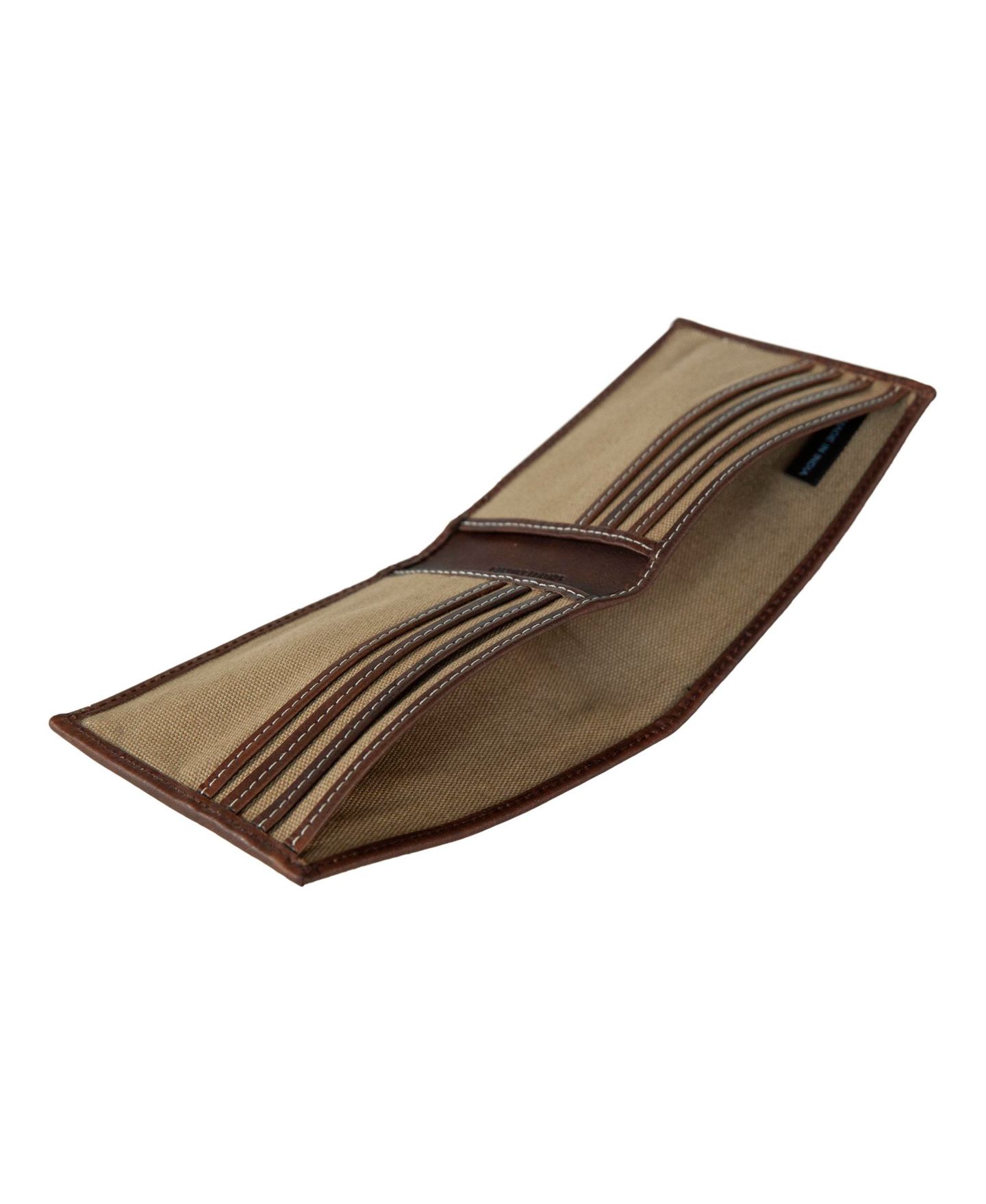 Мужской кошелёк Lucky Brand Canvas with Leather Trim Bifold Wallet, цвет: Хаки — фото 7
