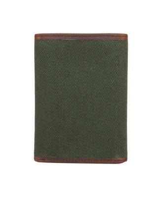 Men's Canvas with Leather Trim Trifold Wallet