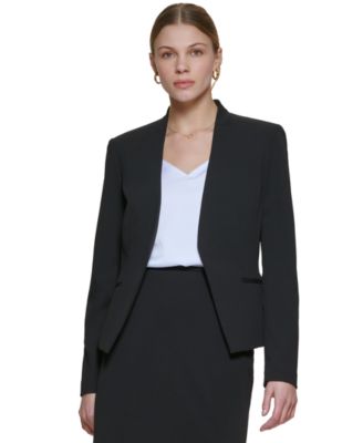 Calvin Klein Asymmetrical Open Front Blazer Black