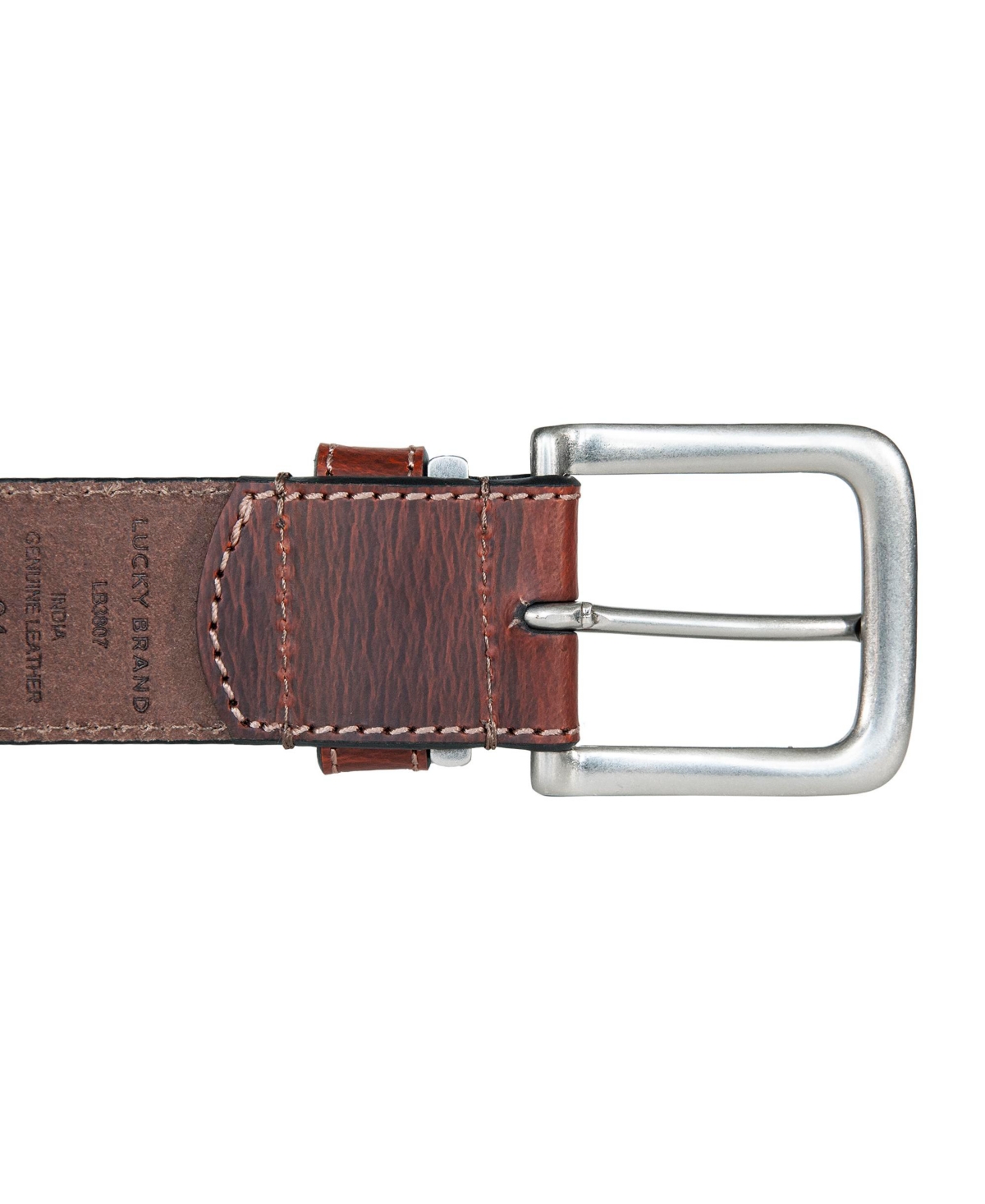 Lucky Brand Men's Leather Jean Belt with Metal and Leather Keeper