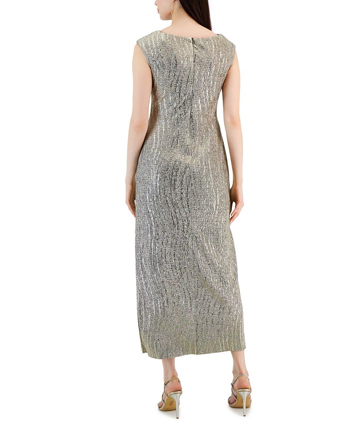 Connected Petite Cowlneck Metallic Gown - Macy's