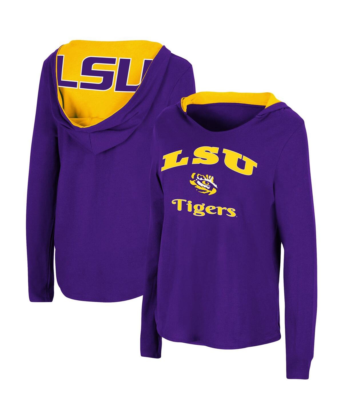 Colosseum Purple Lsu Tigers Catalina Hoodie Long Sleeve T-shirt In Purple