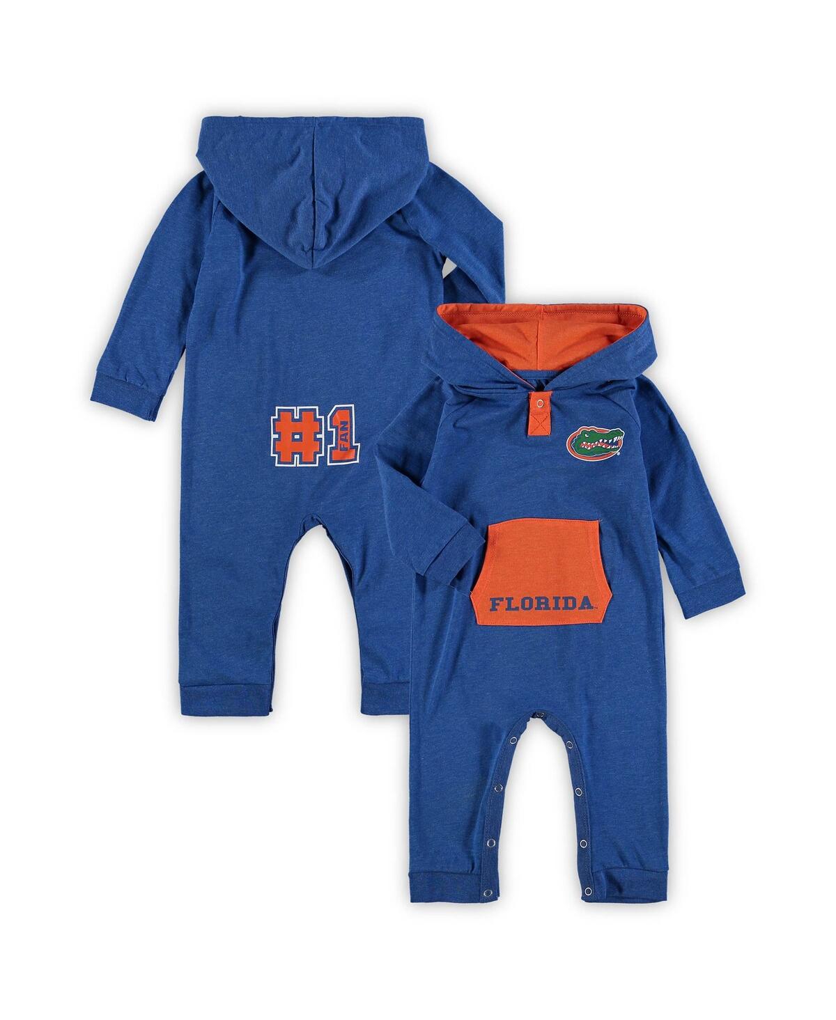 Colosseum Babies' Newborn And Infant Boys And Girls  Royal Florida Gators Henry Pocketed Hoodie Romper