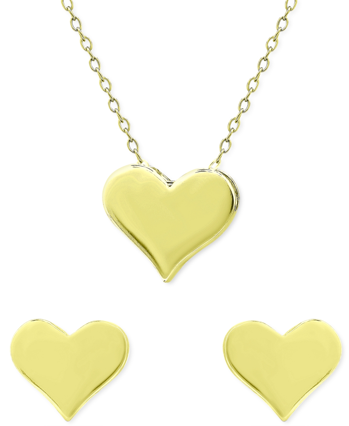 Giani Bernini 2-pc. Set Polished Heart Pendant Necklace & Matching Stud Earrings, Created For Macy's In Gold Over Silver