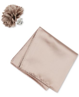 Men's Solid Pocket Square & Lapel Pin Set