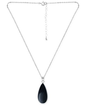 Giani Bernini Onyx Teardrop Pendant Necklace in Sterling Silver, 16 ...
