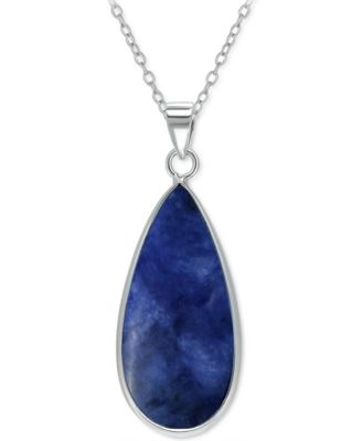 Giani Bernini - Onyx Teardrop Pendant Necklace in Sterling Silver, 16" + 2" extender, (Also in Blue Howlite & Sodalite)