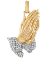 Esquire Men's Jewelry Cubic Zirconia Two-Tone Praying Hands Pendant in Sterling Silver & 14k Gold-Plate, Created for Macy's - G