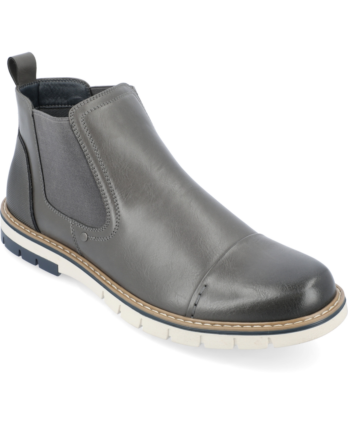 Shop Vance Co. Men's Waylon Tru Comfort Foam Pull-on Cap Toe Chelsea Boot In Gray
