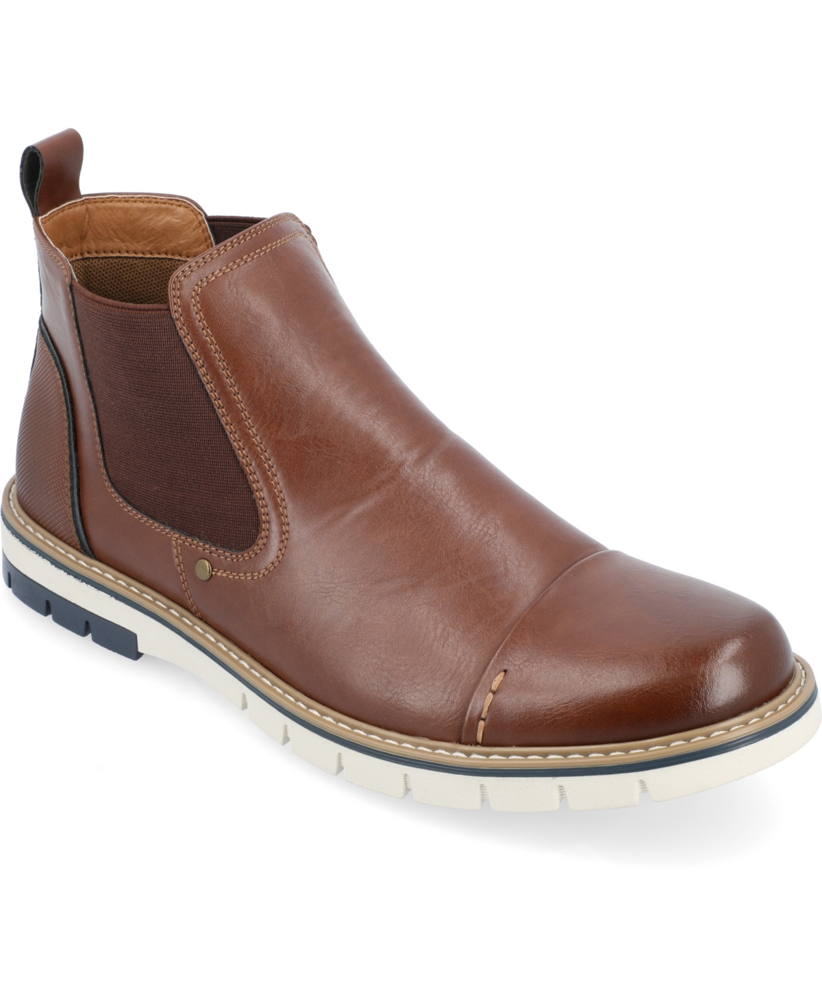 Shop Vance Co. Men's Waylon Tru Comfort Foam Pull-on Cap Toe Chelsea Boot In Brown