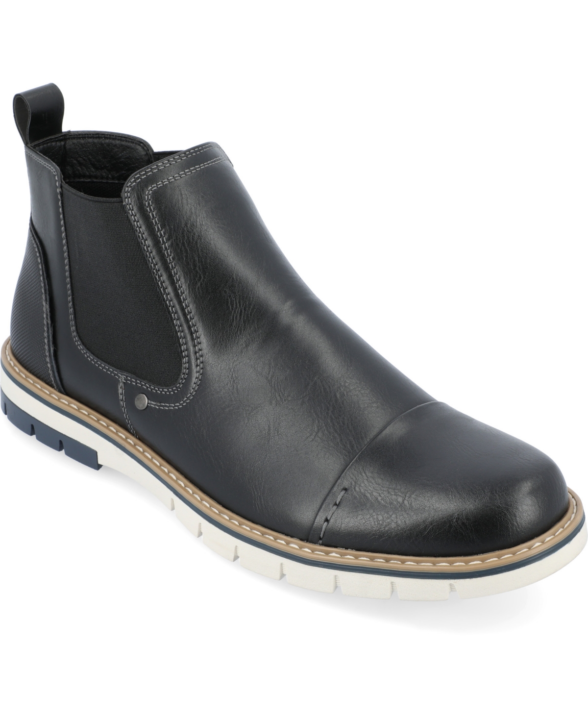 Vance Co. Men's Waylon Tru Comfort Foam Pull-on Cap Toe Chelsea Boot In Black