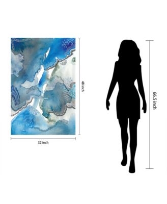 'Subtle Blues I' Frameless Free Floating Tempered Glass Panel Graphic Wall Art, 32" x 48"