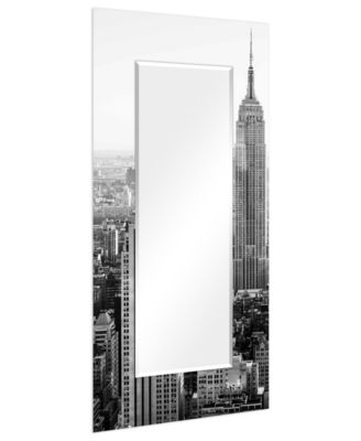 'My N.Y.' Rectangular On Free Floating Printed Tempered Art Glass Beveled Mirror, 72" x 36"