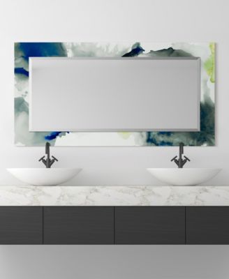 'Ephemeral' Rectangular On Free Floating Printed Tempered Art Glass Beveled Mirror, 54" x 28"