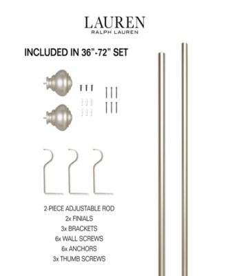 Markel 1" Adjustable Window Curtain Rod and Finial 22 Piece Set, 36"-72"