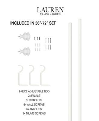 Welford 1" Adjustable Window Curtain Rod and Finial 22 Piece Set, 36"-72"