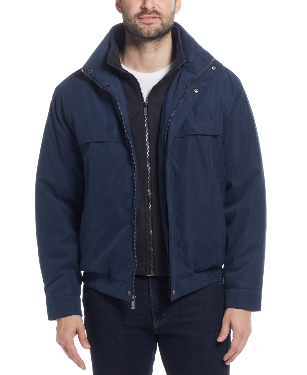 Weatherproof Microfiber Poly Filled Bomber Jacket In Blue Mtn