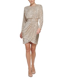 Women's Sequined Long-Sleeve Cocktail Dress