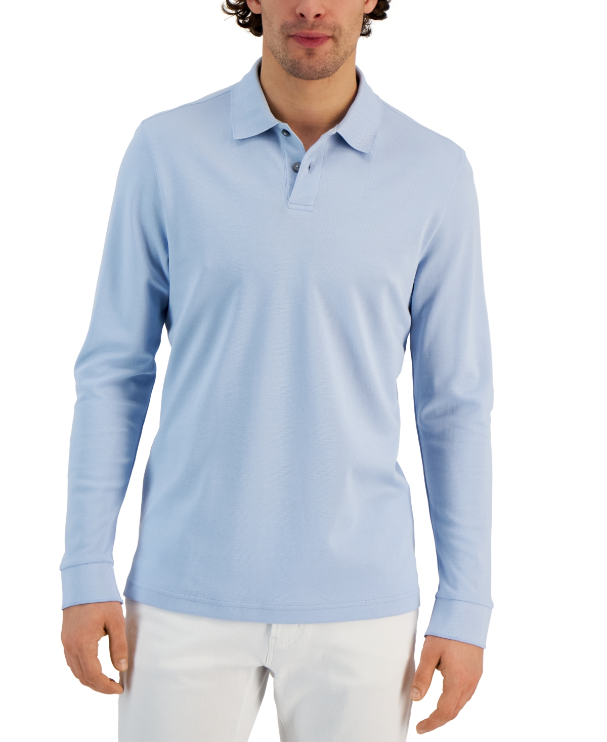 Alfani Men's Classic-fit Solid Long-sleeve Polo Shirt, Created For Macy ...