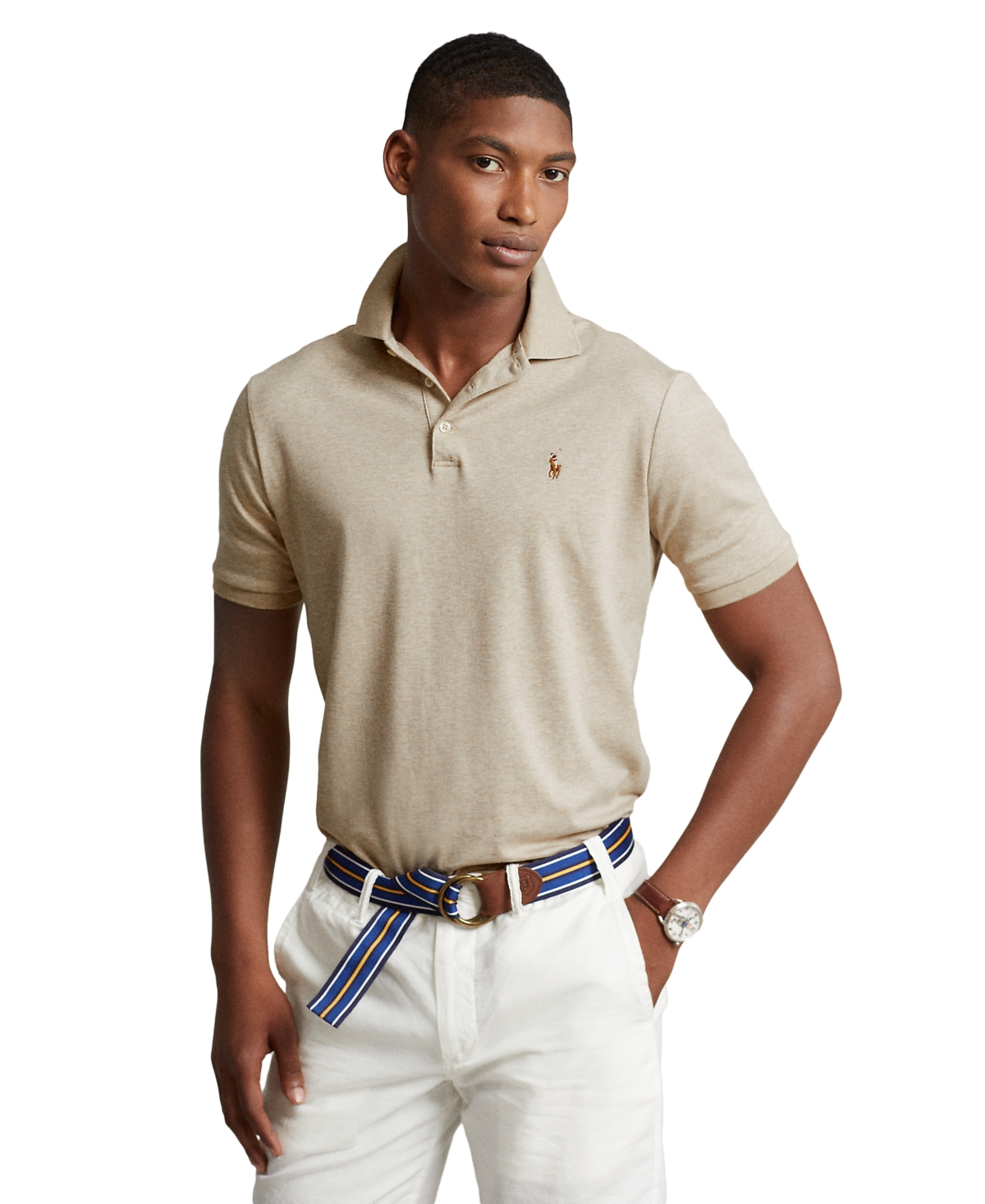 Polo Ralph Lauren Men's Classic Fit Soft Cotton Polo In Sand Heather