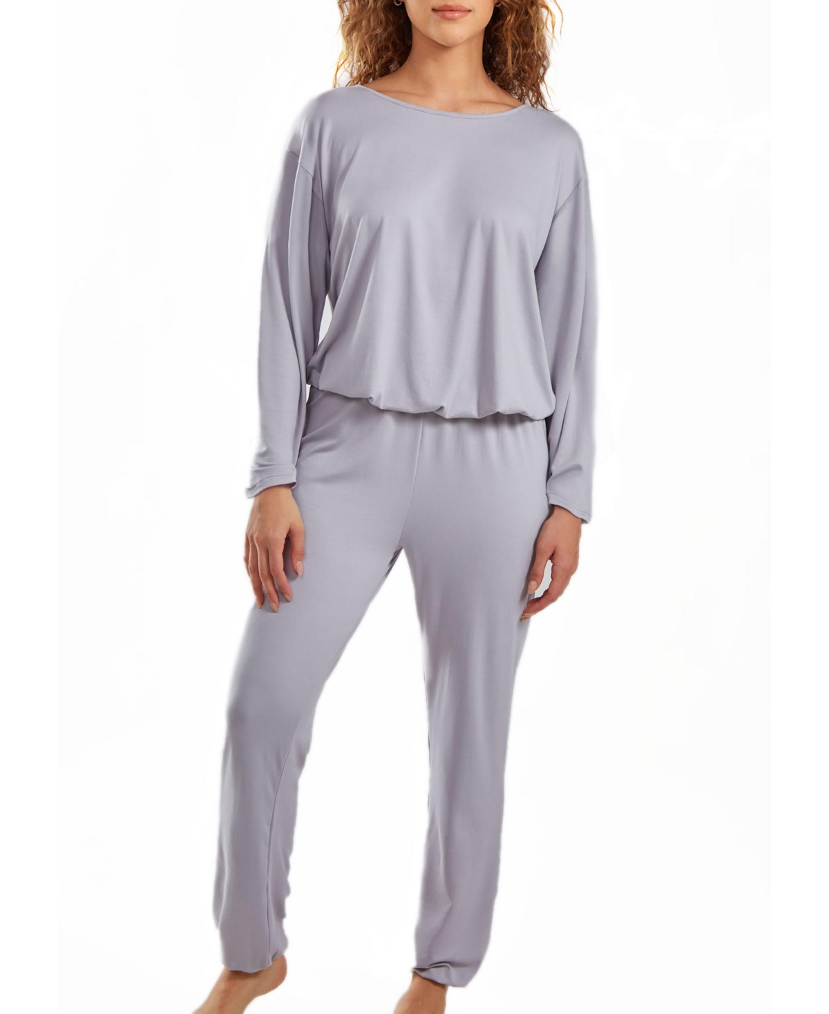 Icollection Women's Jewel Modal Jogger Pajama Sleep Pant Set In Ultra Soft Cozy Style, 2 Piece In Light Gray