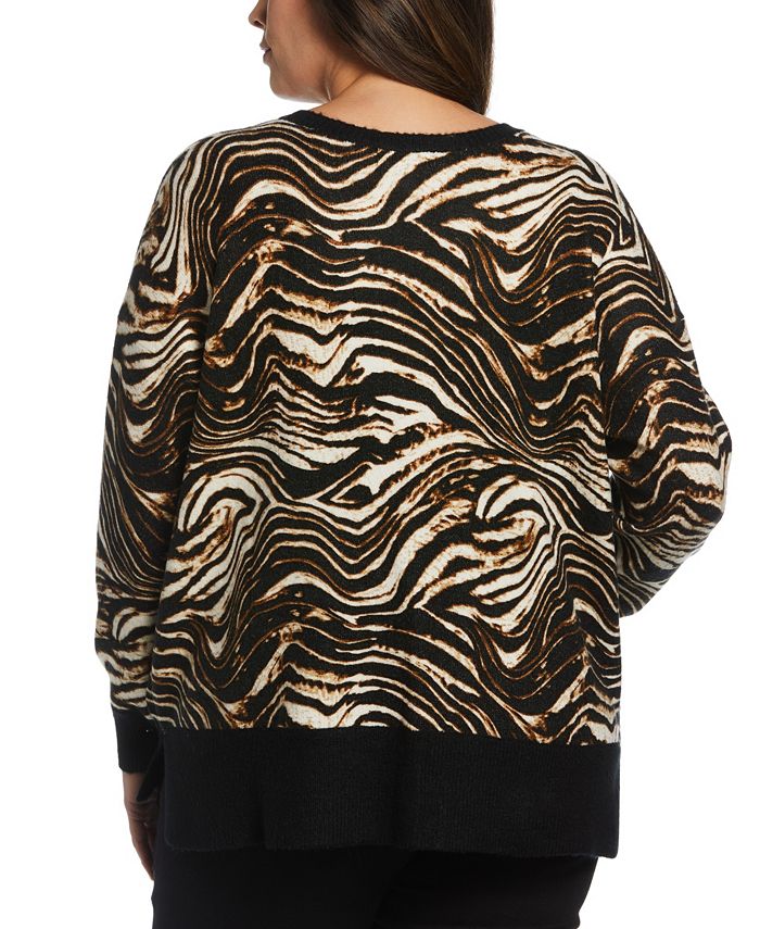 ELLA Rafaella Plus Size Animal Print Slouchy Sweater - Macy's