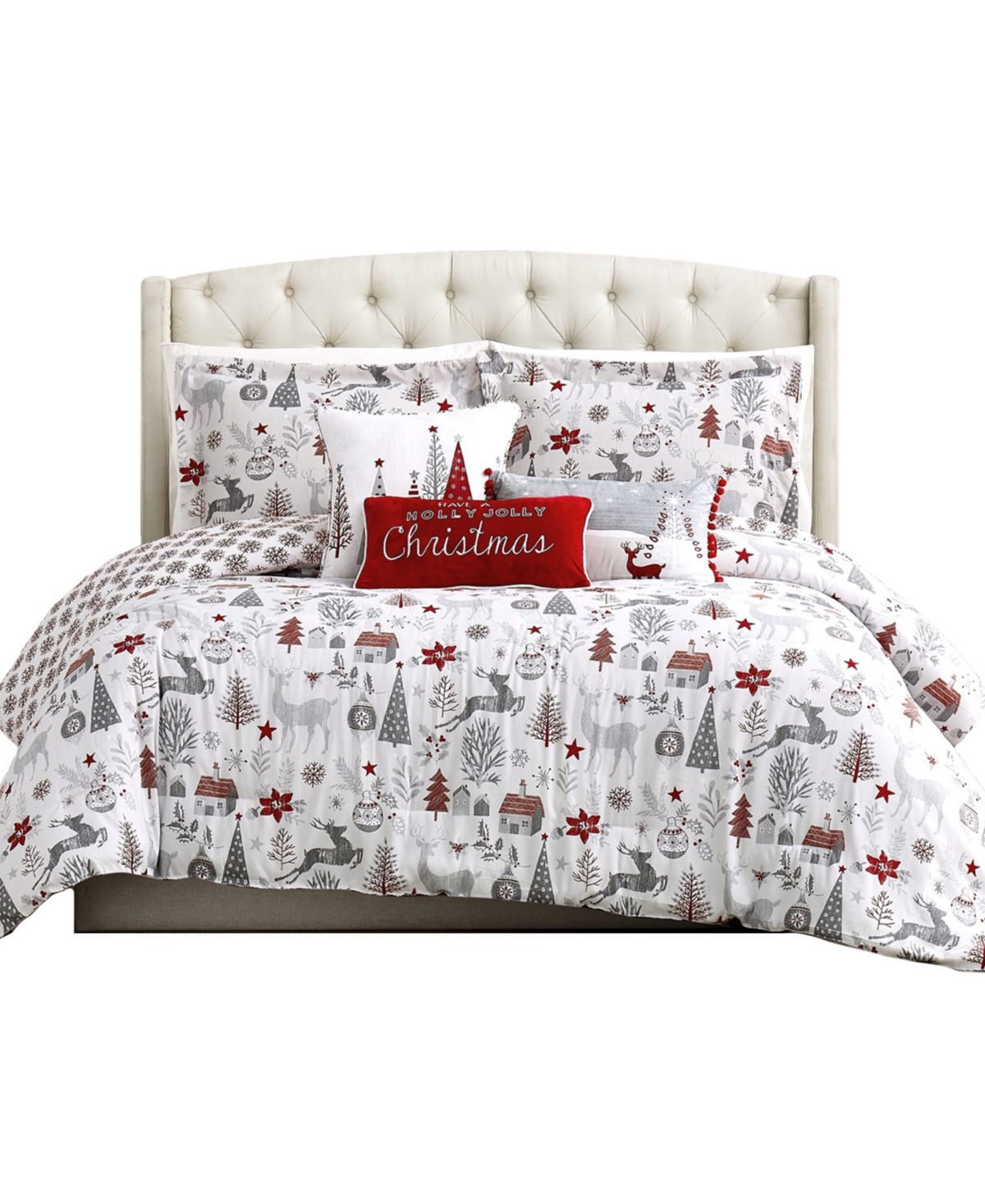 Southshore Fine Linens Holly Jolly Lane Reversible 6-Pc. Comforter Set