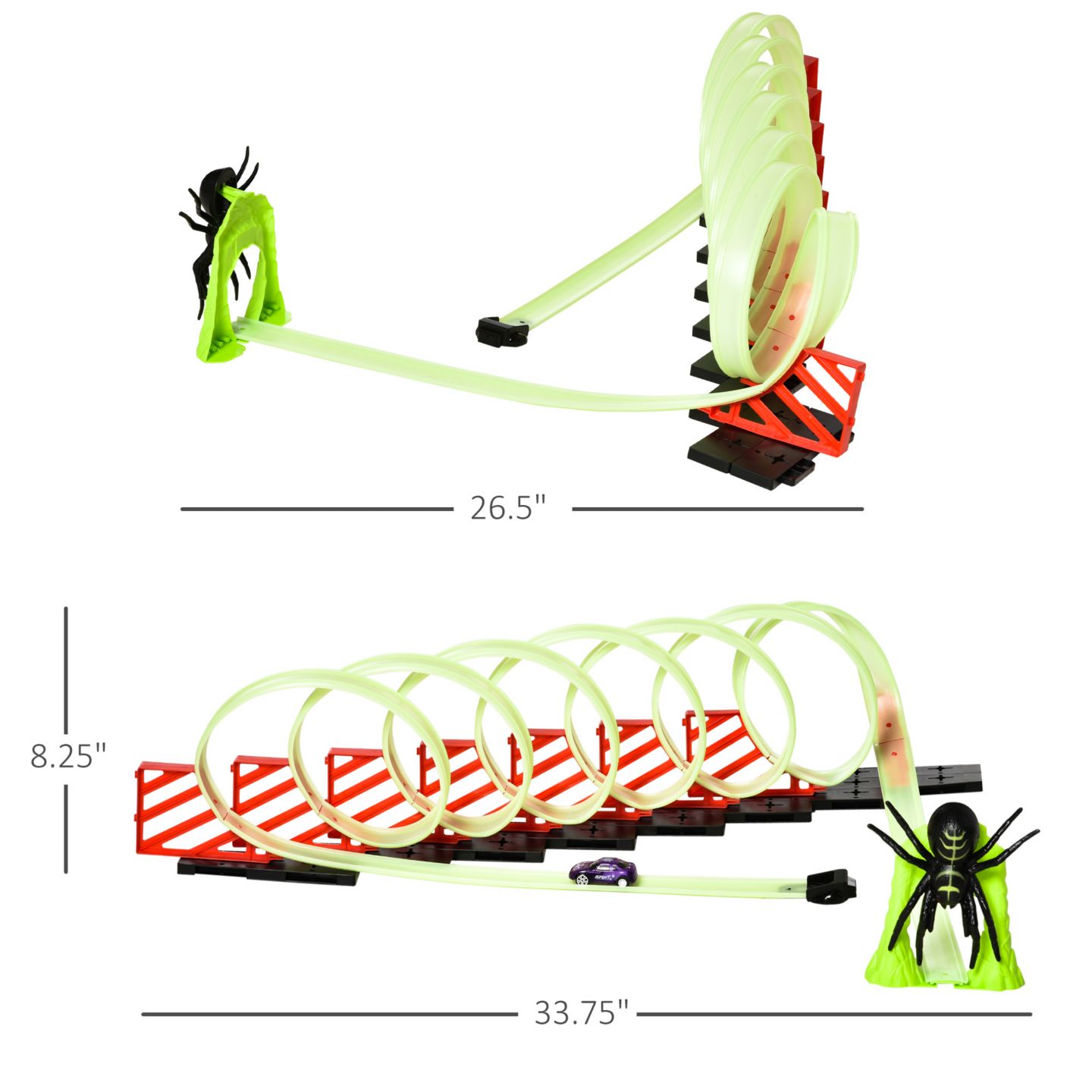 Детская игрушка Qaba Spooky Spider Pull-Back Glow-in-the-Dark Loop Race Track — фото 3