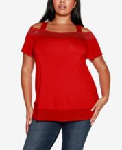 Red Cold Shoulder Plus Size Tops Macy s