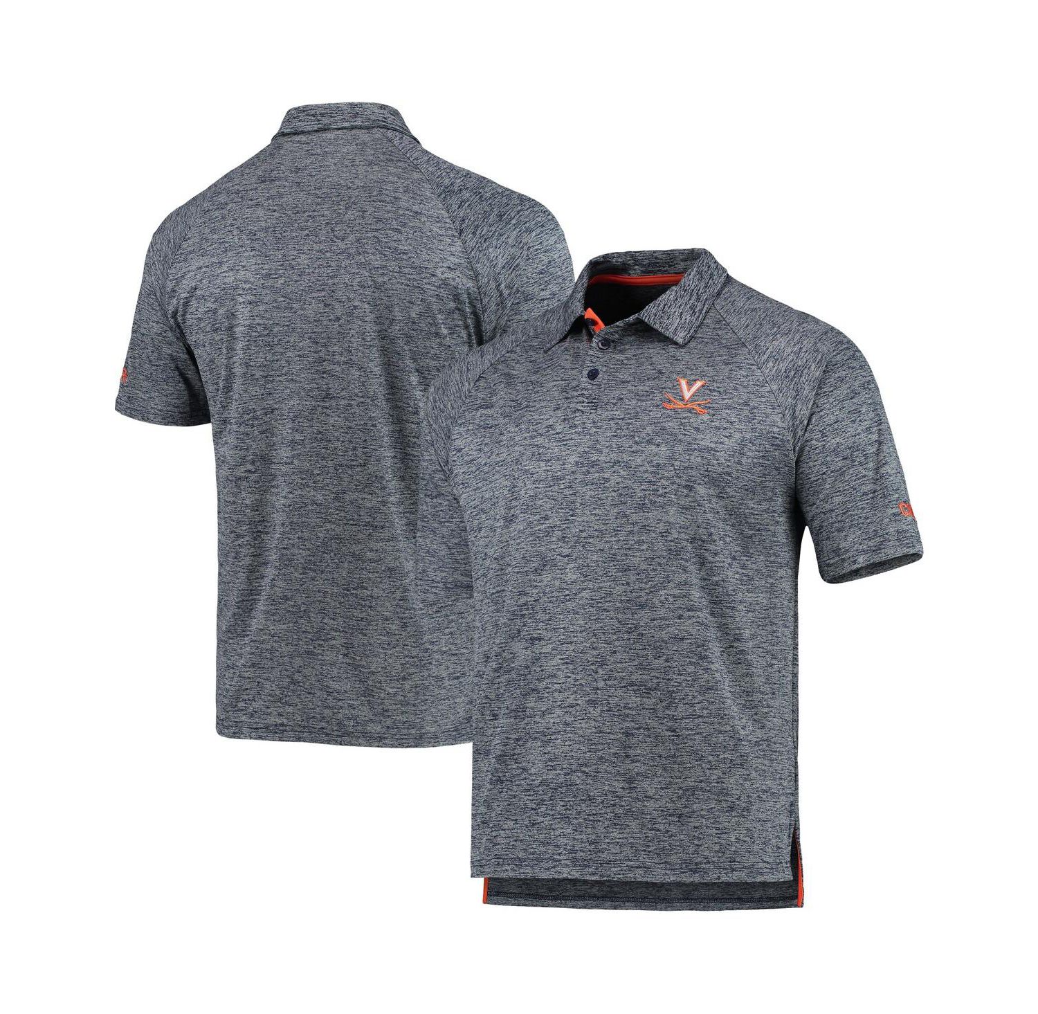 Men's Heathered Navy Virginia Cavaliers Down Swing Raglan Team Polo Shirt