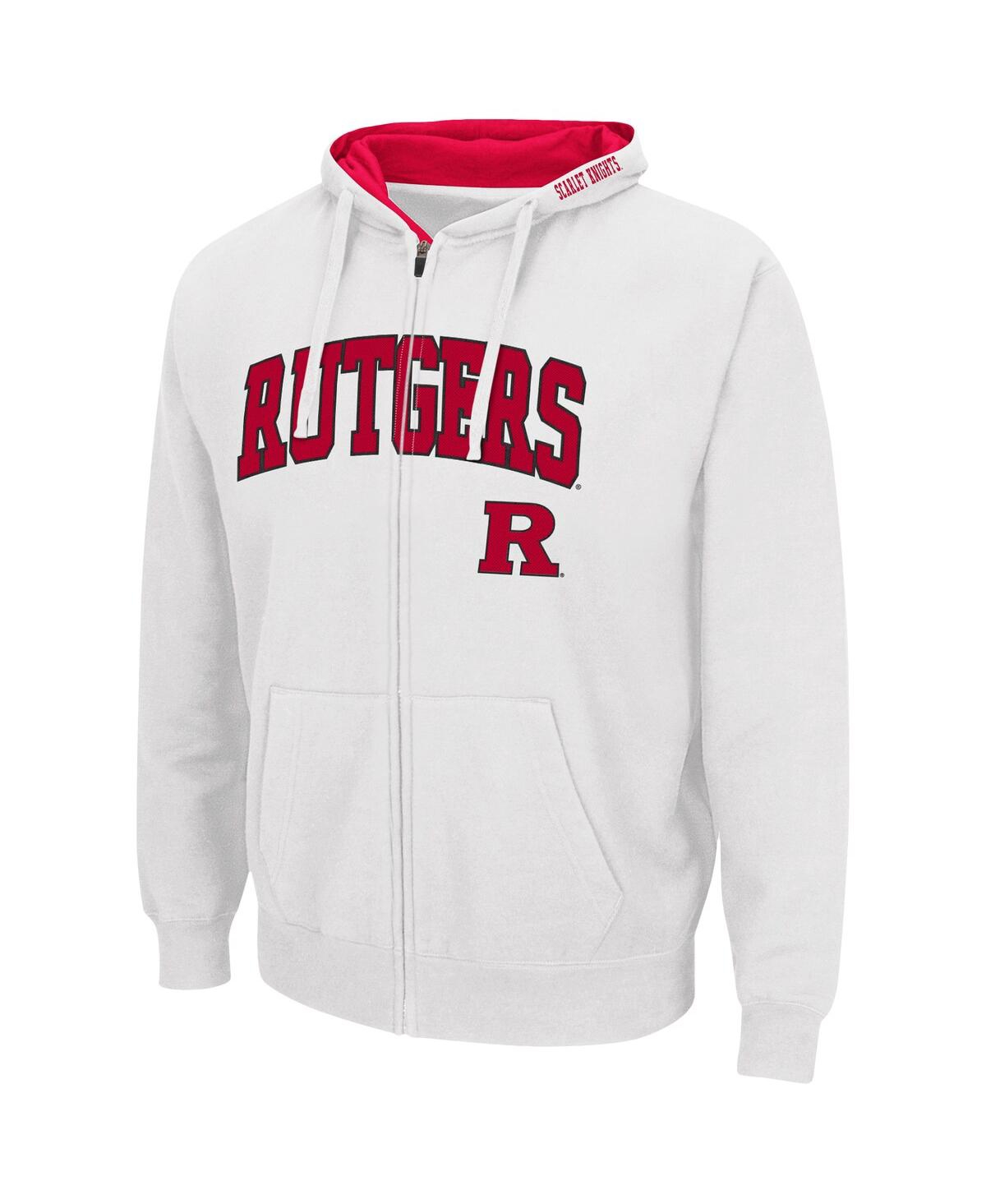 Shop Colosseum Men's  White Rutgers Scarlet Knights Arch And Logo 3.0 Full-zip Hoodie