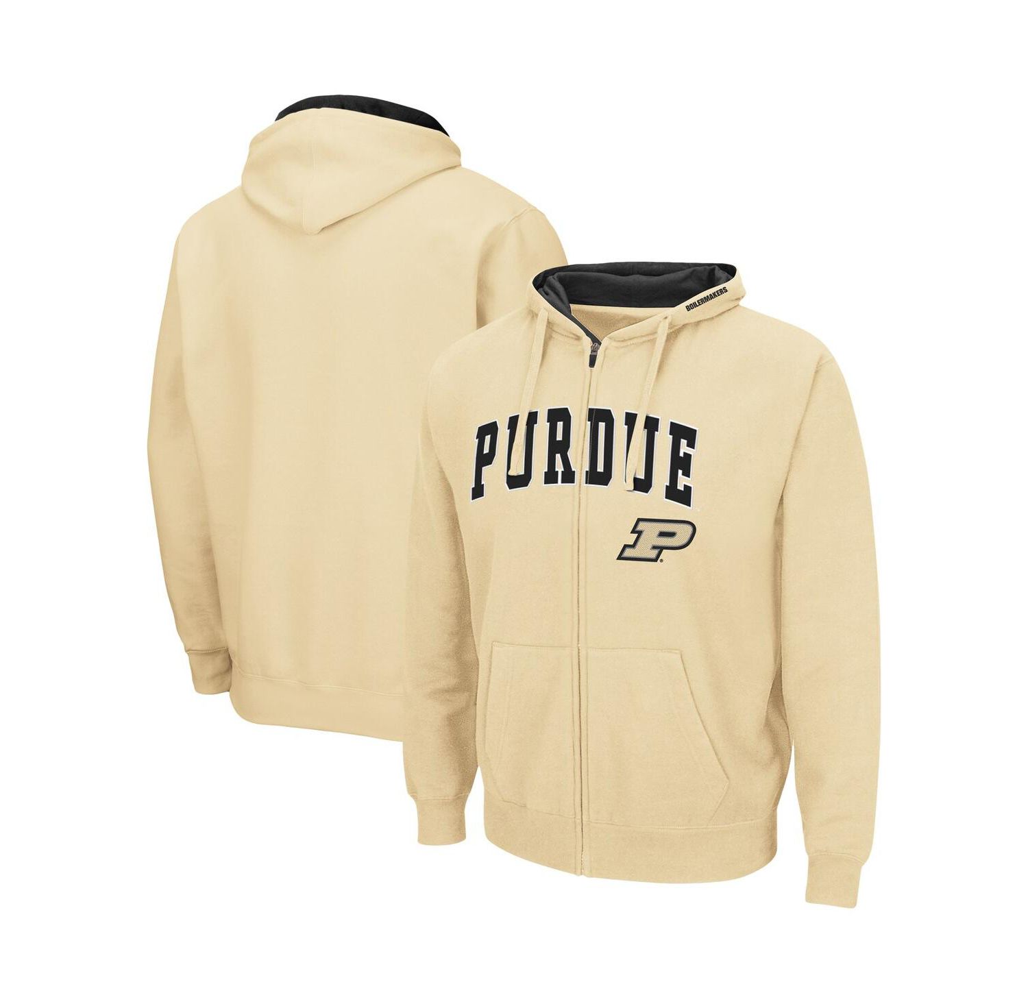 Men's Gold Purdue Boilermakers Arch and Logo 3.0 Full-Zip Hoodie