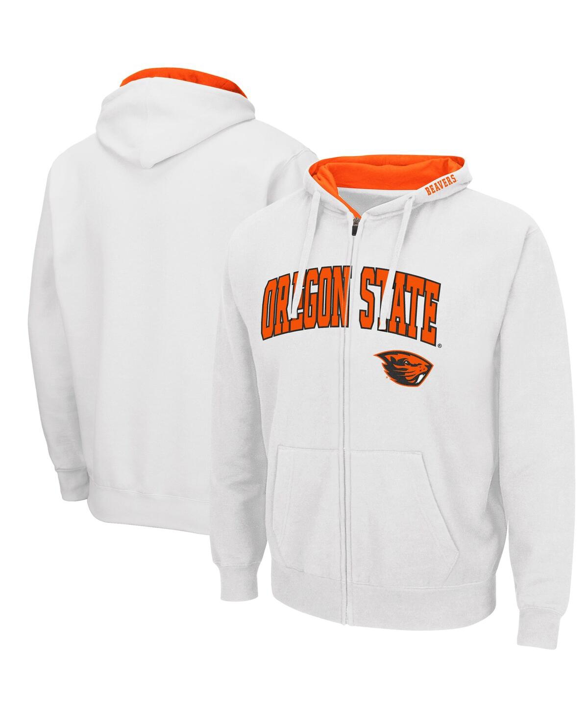 Colosseum Men's  White Oregon State Beavers Arch And Logo 3.0 Full-zip Hoodie