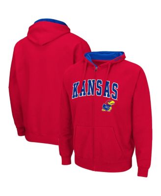 Men's Red Kansas Jayhawks Arch and Logo 3.0 Full-Zip Hoodie
