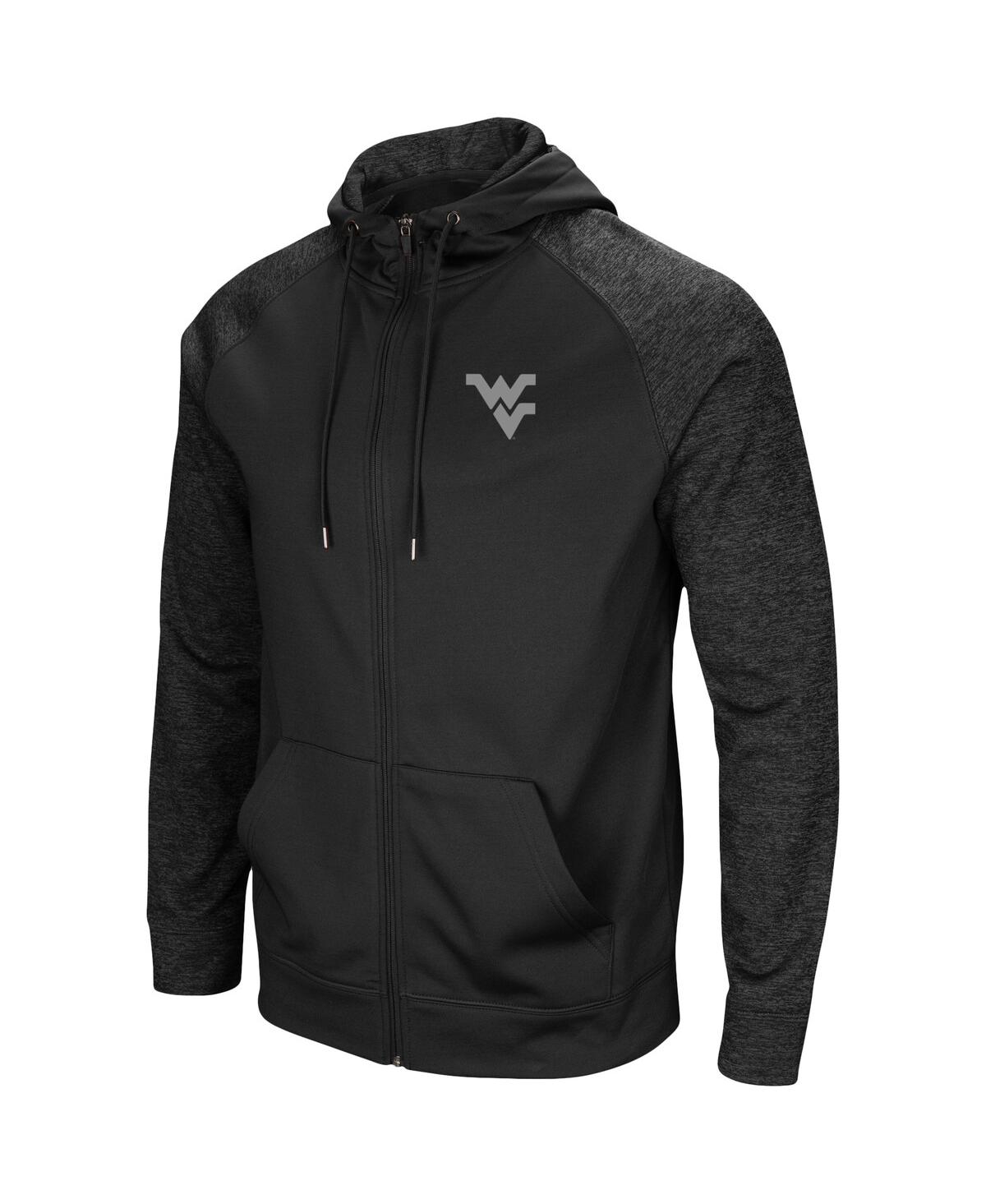 Colosseum Black West Virginia Mountaineers Blackout 3.0 Tonal Raglan Full-zip Hoodie In Black