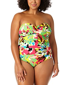 Plus Size Twisted Bandeau One-Piece Swimsuit