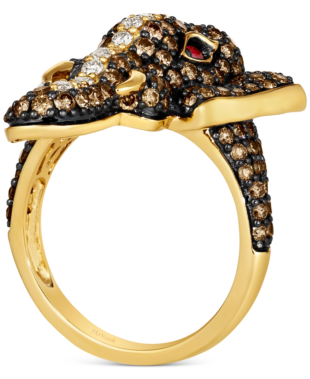 Le Vian Diamond (2 ct. t.w.) & Passion Ruby Accent Elephant Ring in 14k Gold - 14K Honey Gold Ring