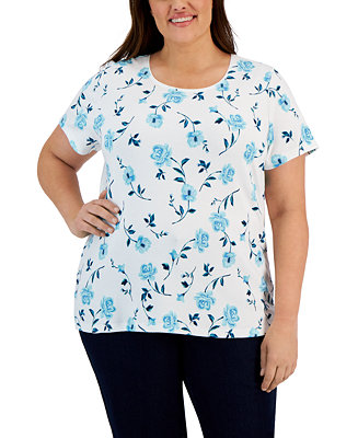 Karen Scott Plus Size Scoop-Neck Short-Sleeve Top, Created for Macy's ...