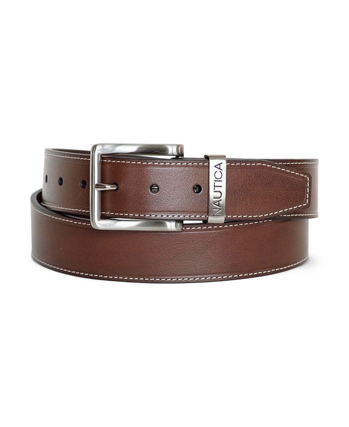 Nautica Men's Leather Jean Belt with Signature Engraved Keeper - Macy's