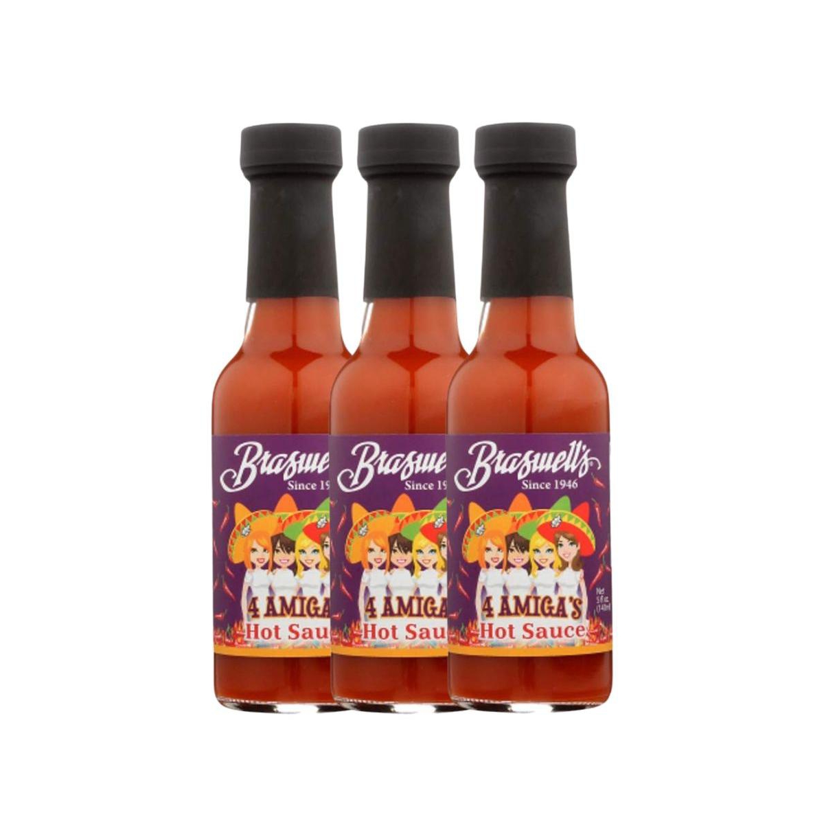 Braswells Four Amigas Hot Sauce with Mild Heat 5 oz (3 Pack)