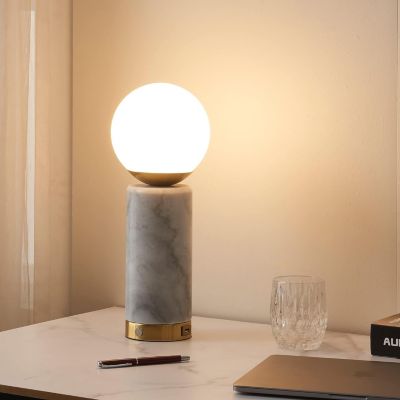 Dimmable LED Marble Table Lamp with Charging USB Port