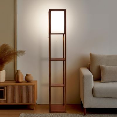 Maxwell 63" LED Shelf Column Floor Lamp with Lantern Shade